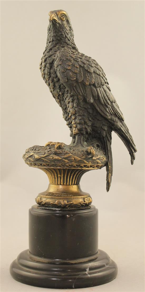 After Archibald Thorburn (1860-1935). A patinated bronze model of an eagle, 12.5in.